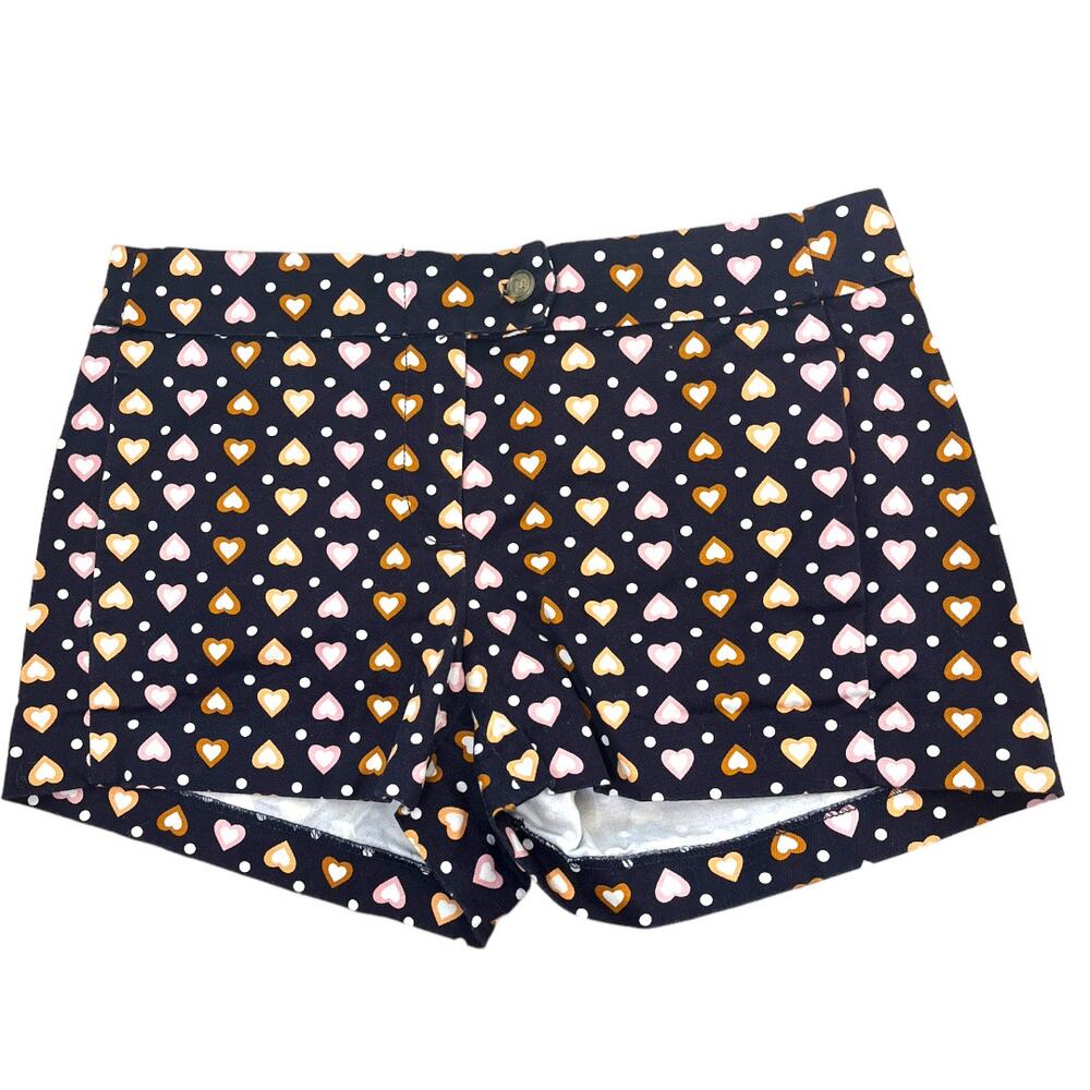 J. Crew Navy blue neutral color hearts chino shorts stretch size 4 NWOT